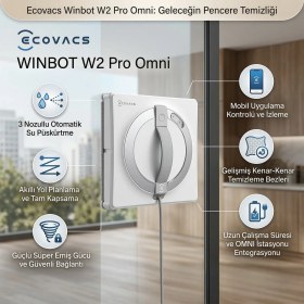 Resim Ecovacs Wınbot Çerçevesiz Camlar Için Uygun, Bataryalı Taşınabilir Istasyonlu ve Islak Mop Destekli Profesyonel Otomatik Cam Silme Robotu - Beyaz 