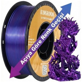 Resim Çift Renkli Silk Pla Filament - Mavi Kırmızı Mor Geçişli - 1.75mm 1 Kg - Parlak İpek Doku 