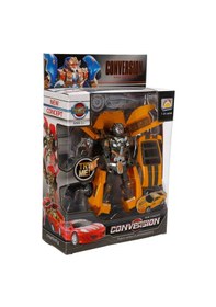 Resim Sarı Araba 1:24 Sesli Ve Işıklı Dönüşebilen Robot 22 Cm 