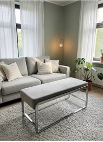 Resim Todekhome Elora Krom Metal Ayaklı Kapucıno Puf / Bench Açık Kahverengi 