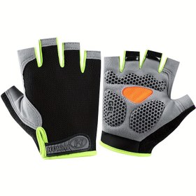 Resim 1 Çift Ximax Nefes Alabilen Polyester Elyaf Örgü Dokuma Yarım Parmak Fitness Eldiveni, Kaymaz Açık Hava Sporları Bisiklet Koşu Eldivenleri Açık Parmaklarla 