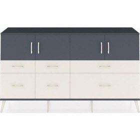 Resim Arges Konsol 4 Raflı 6 Çekmeceli 4 Kapaklı 176x30x99 Antrasit-antrasit/aytaşı Antrasıt/aytası - Antrasıt 