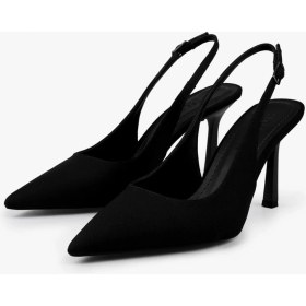 Resim Shoeberry Kadın Siyah Saten Stiletto Topuklu Ayakkabı İnce Topuk ve Jurdan Taban 