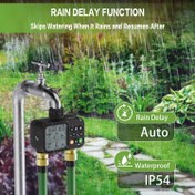 Resim Outdoor Bahçe Hortumu Zamanlayıcı, 2 Çıkışlı Yağmura Dayanıklı Akıllı Sulama Kontrol Cihazı, 8 Programlanabilir Yağmur Gecikme Zamanlayıcısı ve Manuel/Otomatik Mod ile, Otlu Alanlar için Otomatik Sulama Sistemi, Seyahat Bahçeciliği Sorunlarını Çözüyor 