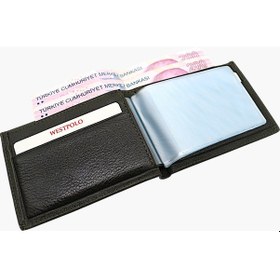 Resim Westpolo Hakiki Deri Kağıt Para Ve Bol Şeffaf Kart Bölmeli Unisex Kartlık - 617 Haki 