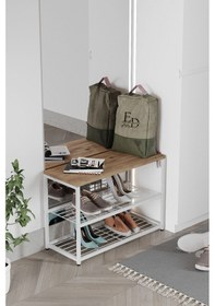 Resim Ruby 3 Raflı Ayakkabılık , Beyaz Metal - Atlantik Çam Tabla Beyaz - Atlantikçam 