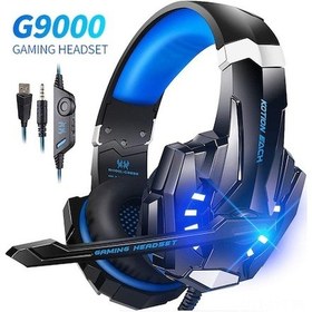Resim Kotıon Each G9000 Oyun Kulaklığı, Gürültü Engelleme Mikrofonlu, 40mm Hoparlörlü, 3.5mm+usb, Siyah-mavi, Rahat Takım 