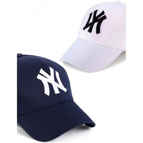Resim Unisex 2'li Set Lacivert ve Beyaz Renk Ny New York Beyzbol Şapka - Unisex Lacivert - Beyaz 