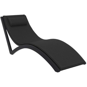 Resim Omnipazar Trk-087 Siesta Minderli Yastıklı Lüks Ergonomik Slim Şezlong Siyah Siyah 