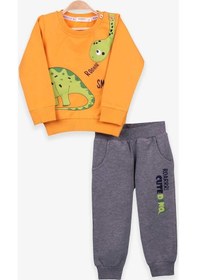 Resim Breeze Erkek Bebek Eşofman Takımı Dinozor Baskılı Hardal Sarı (9 Ay-3 Ya (541479150) 