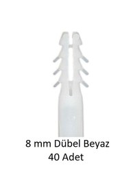 Resim Dübel, 8 Mm Beyaz Dübel, 40 Adet 