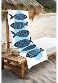 Resim Dijital Baskı Plaj Deniz Havlusu Balık Desenli Peştamal Hvl0120 Renkli 