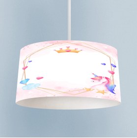 Resim BAMBAŞKA MODA BEBEK VE ÇOCUK ODASI Unicorn ve Elmas Desenli Avize 