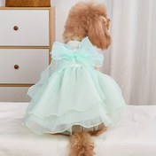 Resim 1 adet Pet Düğün Elbisesi, Köpek Parti Tutu Elbisesi, Büyük Kurdele ile Fotoğraf Çekimi Kostümü, Kedi veya Köpek için Mesh Etek 