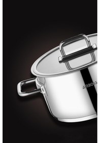 Resim Nova Paslanmaz Çelik Cam Kapaklı Derin Tencere 26x15 Cm Gri 