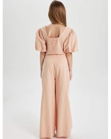 Resim Defacto C0448a8 Ss Wide Leg Geniş Paça Pamuklu Pantolon C0448A8-R5012 Somon 