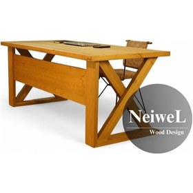 Resim Neiwel Ares Doğal Ahşap Çalışma Ve Ofis Masası-100cm-240cm Açık Ceviz 