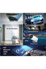 Resim WASHA Hy300 Beyaz Ultrahd Projeksiyon Wifi Bluetooth Ekran Yansıt 