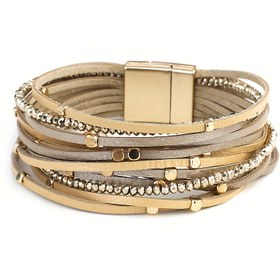 Resim Kadınlar için Boho Çok Katmanlı Hakiki Deri Bilezikler Charm Boncuklu Sarma Bilezikler Moda Takı 