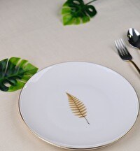 Resim Tabak Evi Porselen Natura Fern Altın Yaldız Pasta Tabağı 20.50 CM Tekli 