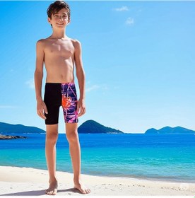 Resim Speedo Allover Digi Jammer Erkek Çocuk Yüzücü Mayosu Siyah-mor Siyah-mor 