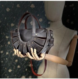 Resim Carıdea El Yapımı Hakiki Deri Bayan Çanta, Clutch, El Omuz Çantası V42 Antrasit 