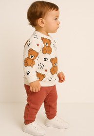 Resim dinamik çocuk Erkek Bebek 2li Takım | Ayıcık Desenli Sweatshirt + Alt 3-6-9-12aylık 