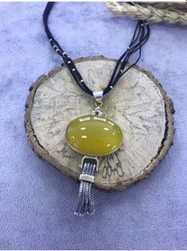 Resim Sarı Akik Taşlı Gümüş Kolye 925 Ayar Taş 512653732 