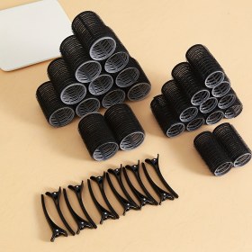 Resim 36 adet Kendinden Tutuşlu Kıvırma Seti, 24 Kıvırıcı ve 12 Ördek Kanadı Klipsi ile, Salon Kalitesinde Kıvırma Seti, DIY Saç Stiliniz için, Isı Olmadan, Çeşitli Boyutlar 