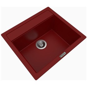 Resim Polex Cristalüx Granit Evye P-08 Bordo Tezgah Altı Ve Tezgah Üstü Kare Mutfak Evyesi 55.5x50 CM 