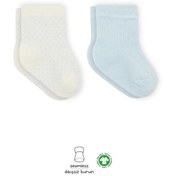 Resim Nessiworld Bistyle Puan Derby Penye Soket Çorap 2'Li BS10103 Mavi Ekru 