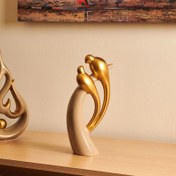 Resim Sera Bianco Dekoratif Gold Detaylı Love Birds Biblo - Krem 