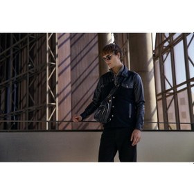 Resim Erkek Gömlek Suni Deri Ve Triko Karışımlı Overshirt Siyah 7348 Siyah 