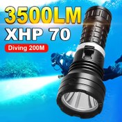 Resim Paueinuo XHP70 Manyetik Anahtarlı Dalış Feneri - 50,000LM Ultra Parlak LED, Şarj Edilebilir 26650/18650 Piller, Kaymaz İple Yüksek Kaliteli Alüminyum Alaşımlı Işık Tünel Balığı Avı, Gece Balıkçılığı ve Ev Kullanımı İçin | Dayanıklı Yapı, Sualtı Balıkçılık Işığı 