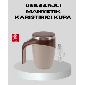 Resim Bilfold Manyetik Karıştırıcı Kupa USB Şarjlı Otomatik Karıştırma Çift Katmanlı 