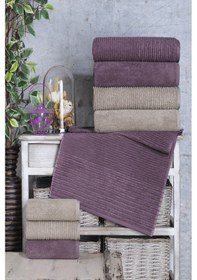 Resim Lisa Mürdüm-kahve %100 Pamuk Banyo Havlusu Çok Renkli 