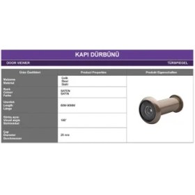 Resim Std Kapı Dürbünü, 180 Derece Görüş, 25 Mm, Saten, 60-90 mm 