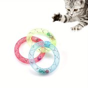 Resim 1pc/3parça Kedi Kendi Oyun Oyuncakları. Donut şeklinde Kedi Esnek Tüp ile Zil Sesi, Bahar Yalama Kedi Oyuncak, Pilsiz 