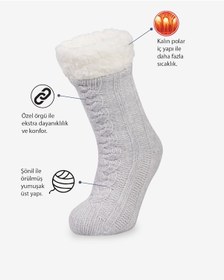 Resim Bolero B48 Kadın Şönil İçi Polarlı Ev Çorabı Std. Gri 