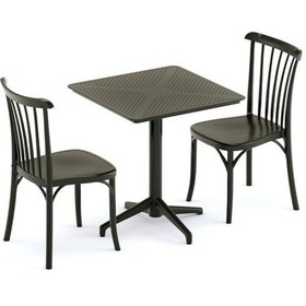Resim Bintaşmobilya 2 Kişilik Siyah Cafe Bahçe Masa Sandalye Takımı Siyah 