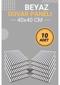 Resim Beyaz 10 Adet 40x40cm Yeni Nesil Akustik Ahşap Duvar Paneli 