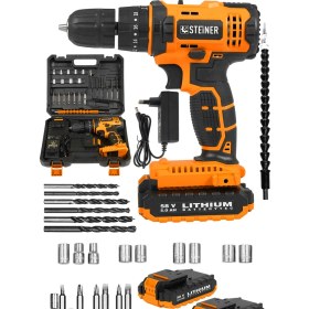 Resim Steiner Alman Sta 58 V 5 Ah Darbeli Çift Akülü Metal Dişli Şanzuman Şarjlı Vidalam Matkap + 24 Parça Set 