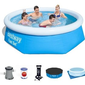 Resim Büyük Şişme Havuz Seti 244 X 66 CM Bw508 Çok Renkli 