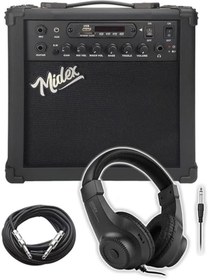 Resim AyrStore MGA-25BKBT-HD ŞARJLI Elektro Gitar Amfisi 25 Watt USB Bluetooth Distortion Kulaklık ve Kablo 