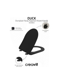 Resim Creavit Free Kömür Karası Asma Klozet Ve Kapak Set Beyaz 