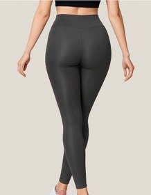Resim Alya Underwear Toparlayıcı Yüksek Bel Kadın Günlük Spor Parlak Tayt Antrasit 