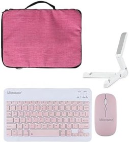 Resim Microcase Samsung Galaxy Tab A11 8.7 inch Tablet Uyumlu Tablet Çanta+Türkçe Bluetooth Klavye +Mouse+ Standı - Pembe AL8127 