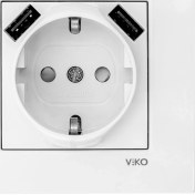 Resim Mena Rise Karre Beyaz 2 Usb'li Topraklı Priz 