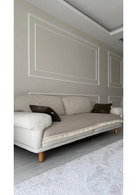 Resim Diletto Bohem Püsküllü Oturma Yerini Kapatan Kayma Yapmaz Koltuk Örtüsü Bej 90 X 200 Bej 