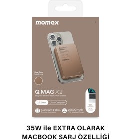 Resim Momax Q Mag X2 20000 Mah Magsafe Powerbank Kablosuz Powerbank Desert Titanium 